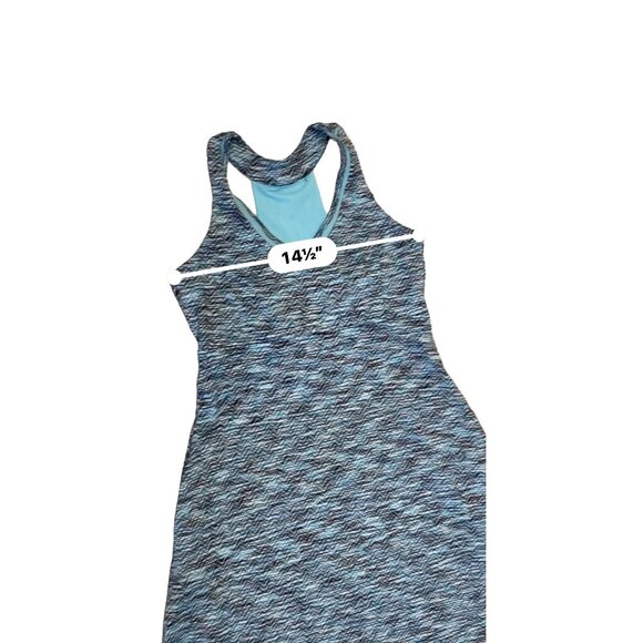 Womens Blue Chevron Athletic Dress Bra Pads V Neck Sleeveless Racerback S halter - Picture 7 of 10